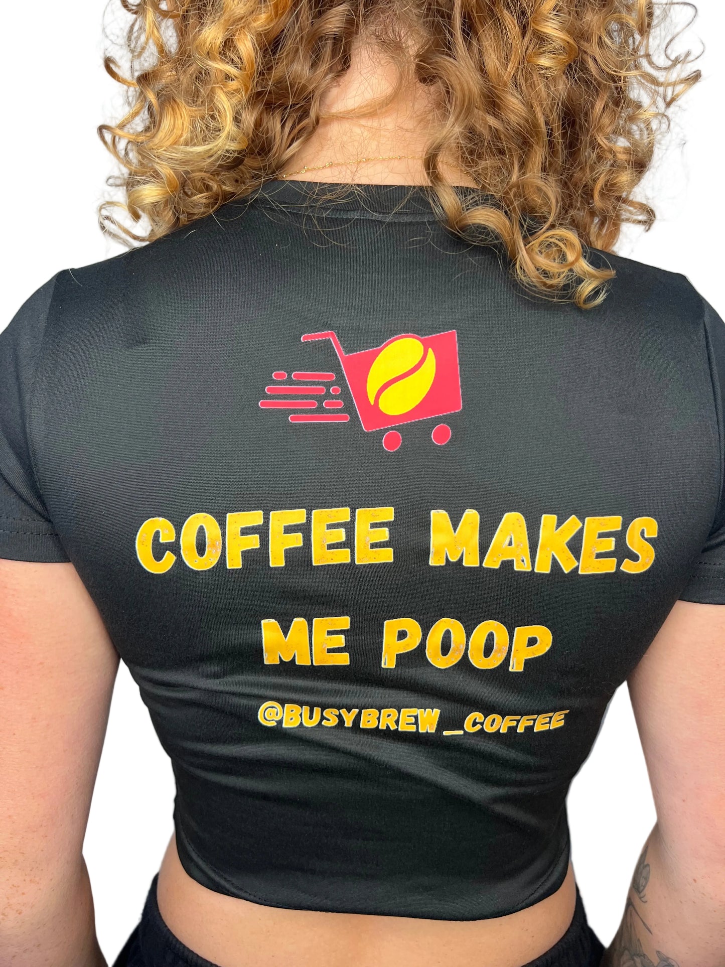 Women's Fitted Cropped Tee "Coffee Makes Me Poop"