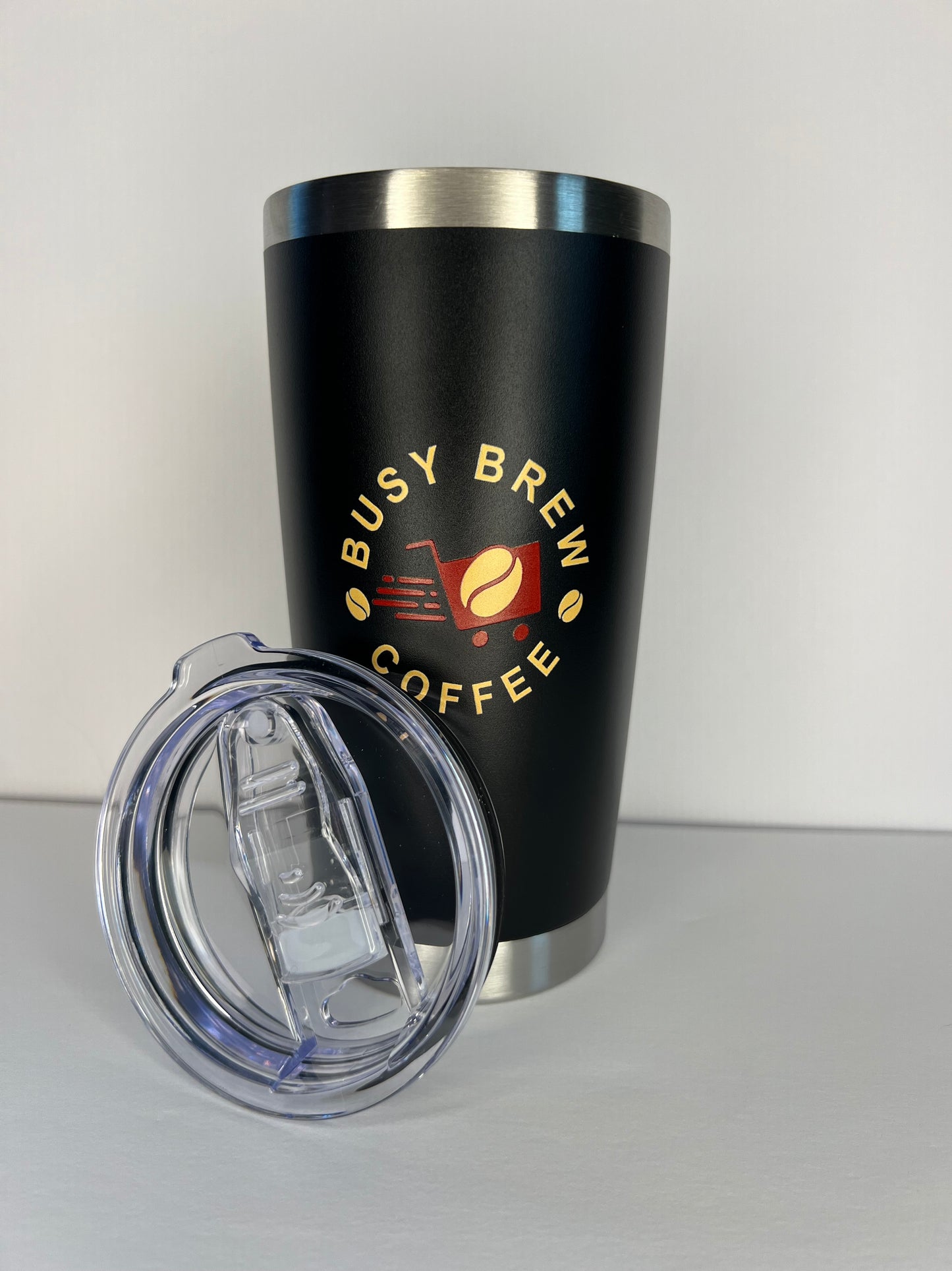 Black "Busy Brew Coffee" 20oz Tumbler