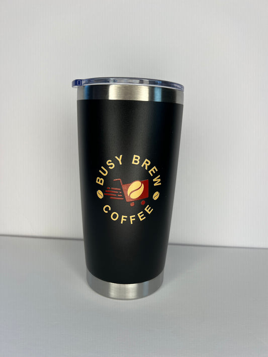 Black "Busy Brew Coffee" 20oz Tumbler