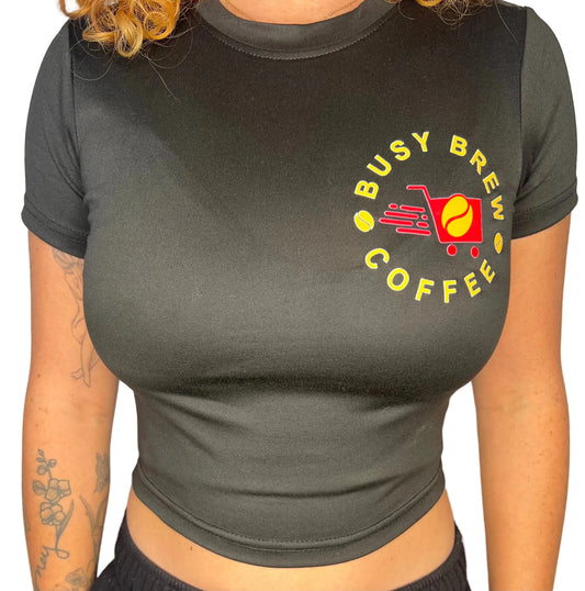 Women's Fitted Cropped Tee "Coffee Makes Me Poop"