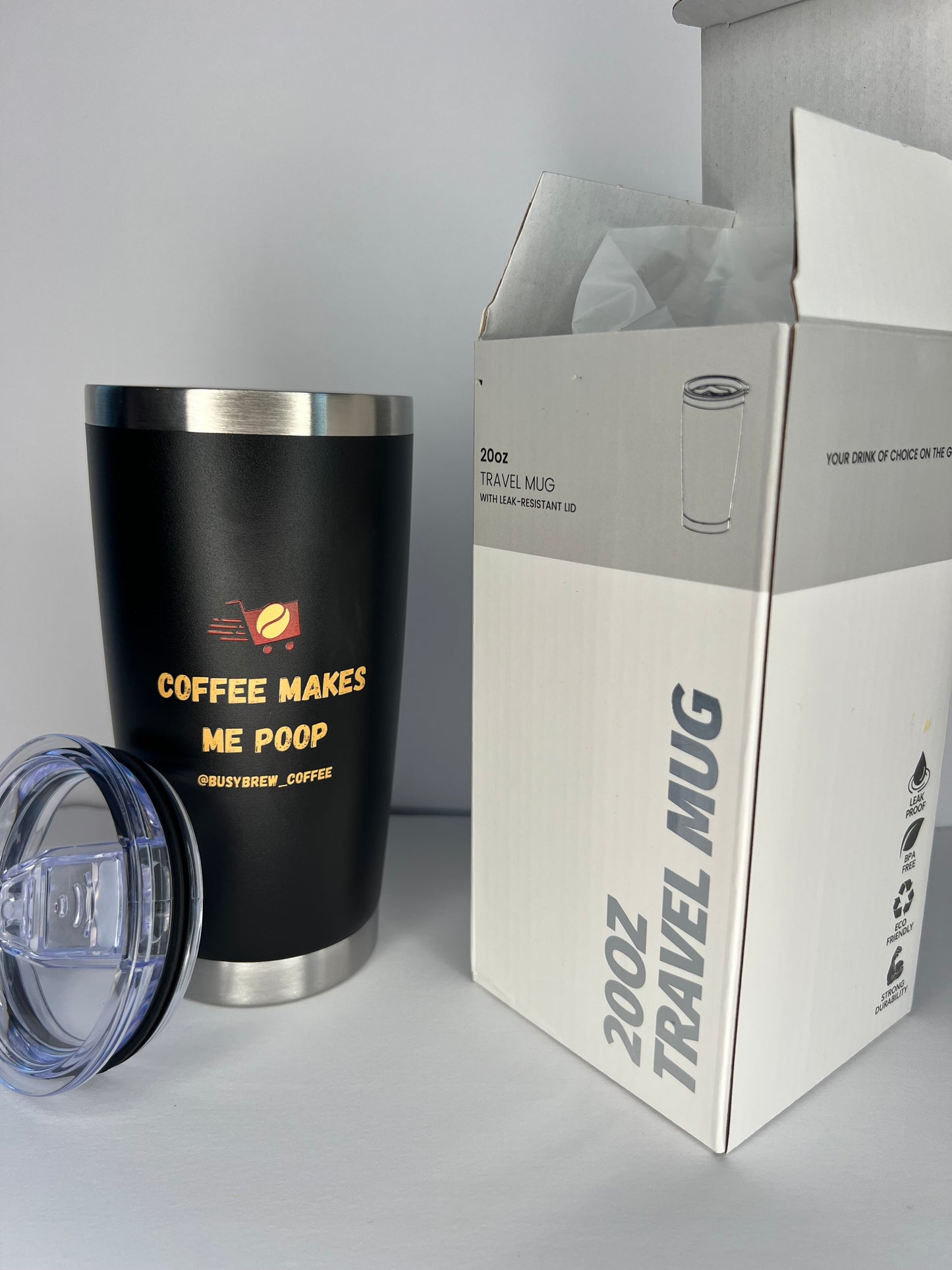 Black "Coffee Makes Me Poop" 20oz Tumbler